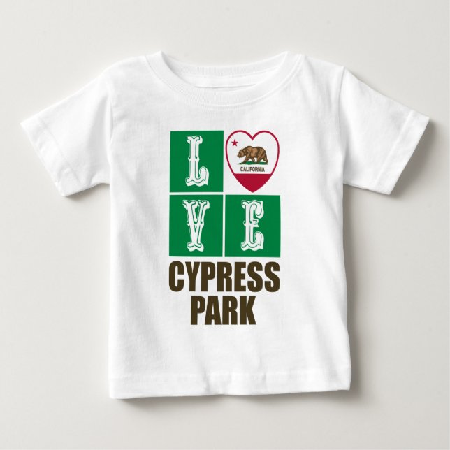 Kalifornien Statlig flagga Heart Cypress Park T Shirt (Framsida)