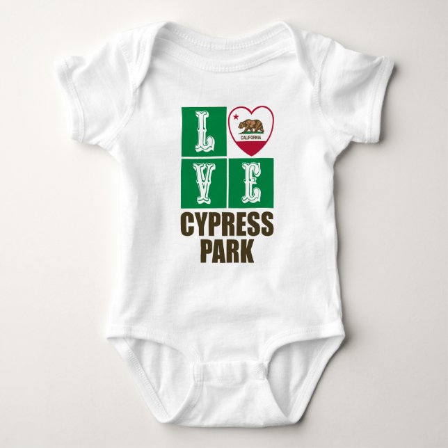 Kalifornien Statlig flagga Heart Cypress Park T Shirt (Framsida)