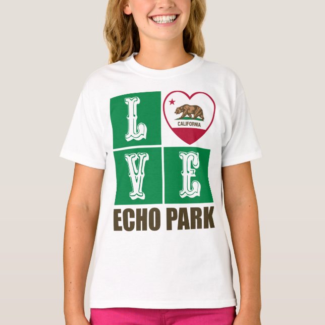 Kalifornien Statlig flagga Heart Echo Park T Shirt (Framsida)