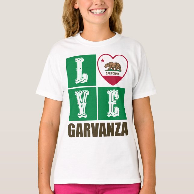 Kalifornien Statlig flagga Heart Garvanza T Shirt (Framsida)