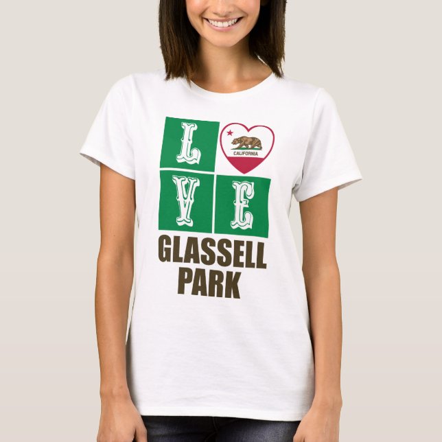 Kalifornien Statlig flagga Heart Glassell Park T Shirt (Framsida)