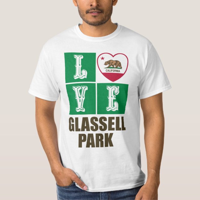 Kalifornien Statlig flagga Heart Glassell Park T Shirt (Framsida)
