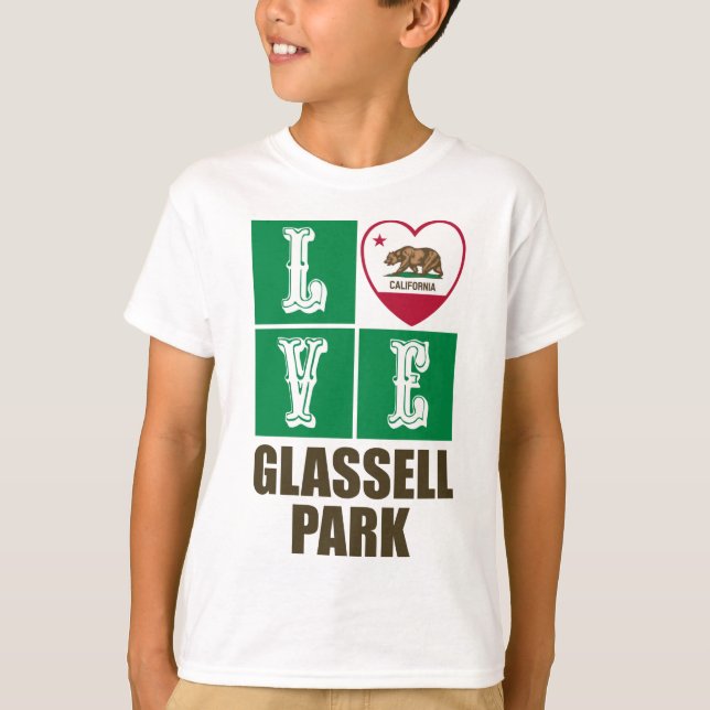 Kalifornien Statlig flagga Heart Glassell Park T Shirt (Framsida)
