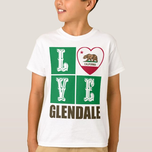 Kalifornien Statlig flagga Heart Glendale T Shirt (Framsida)