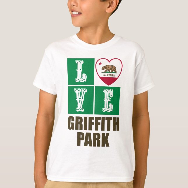 Kalifornien Statlig flagga Heart Griffith Park T Shirt (Framsida)
