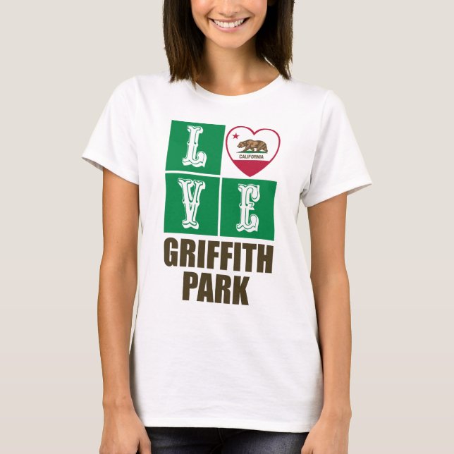 Kalifornien Statlig flagga Heart Griffith Park T Shirt (Framsida)
