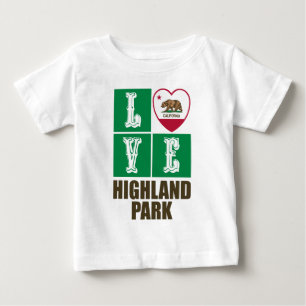 Kalifornien Statlig flagga Heart Highland Park T Shirt