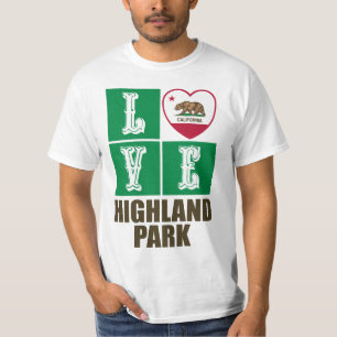 Kalifornien Statlig flagga Heart Highland Park T Shirt