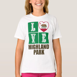 Kalifornien Statlig flagga Heart Highland Park T Shirt