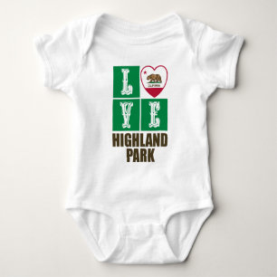 Kalifornien Statlig flagga Heart Highland Park T Shirt