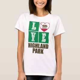 Kalifornien Statlig flagga Heart Highland Park T Shirt