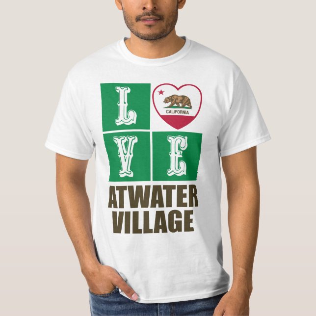 Kalifornien Statlig flagga Heart Kärlek Atwater Vi T Shirt (Framsida)