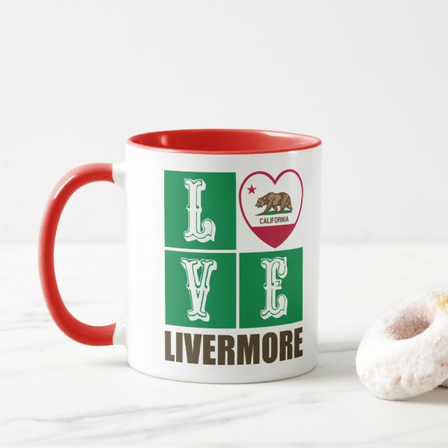 Kalifornien Statlig flagga Heart Livermore Mugg (Med munk)