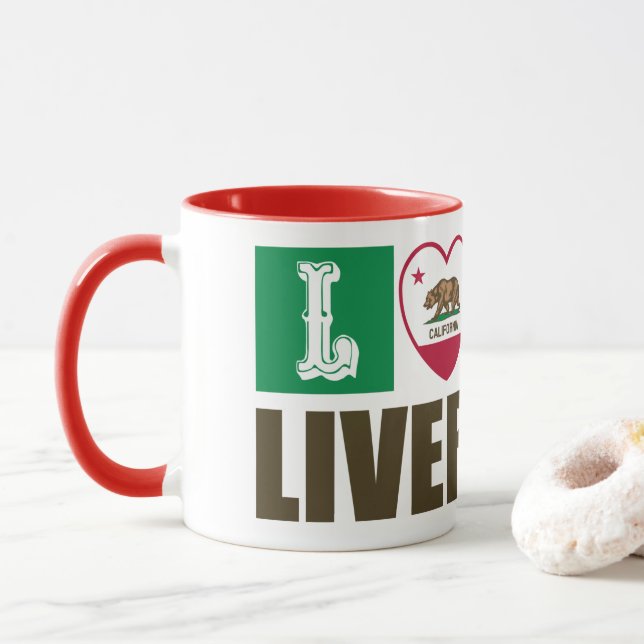 Kalifornien Statlig flagga Heart Livermore Mugg (Med munk)