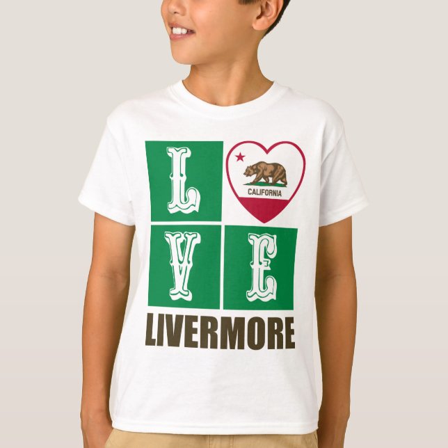 Kalifornien Statlig flagga Heart Livermore T Shirt (Framsida)
