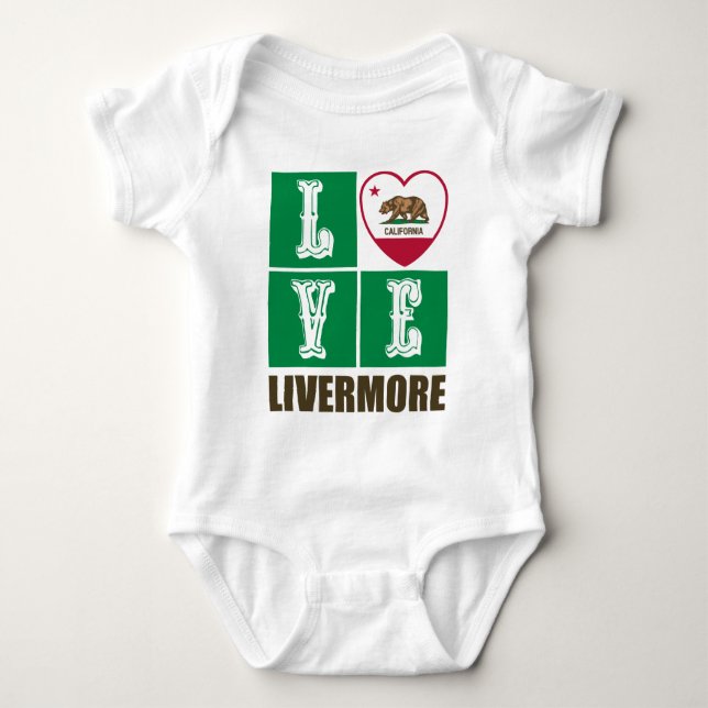 Kalifornien Statlig flagga Heart Livermore T Shirt (Framsida)
