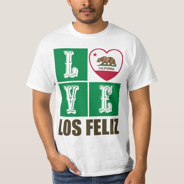 Kalifornien Statlig flagga Heart Los Feliz T Shirt (Framsida)