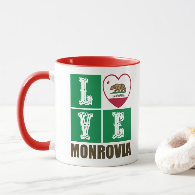 Kalifornien Statlig flagga Heart Monrovia Mugg (Med munk)