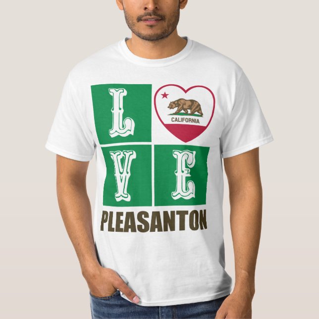 Kalifornien Statlig flagga Heart Pleasanton T Shirt (Framsida)