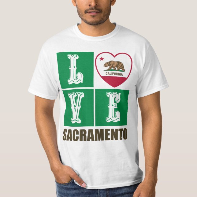 Kalifornien Statlig flagga Heart Sacramento T Shirt (Framsida)