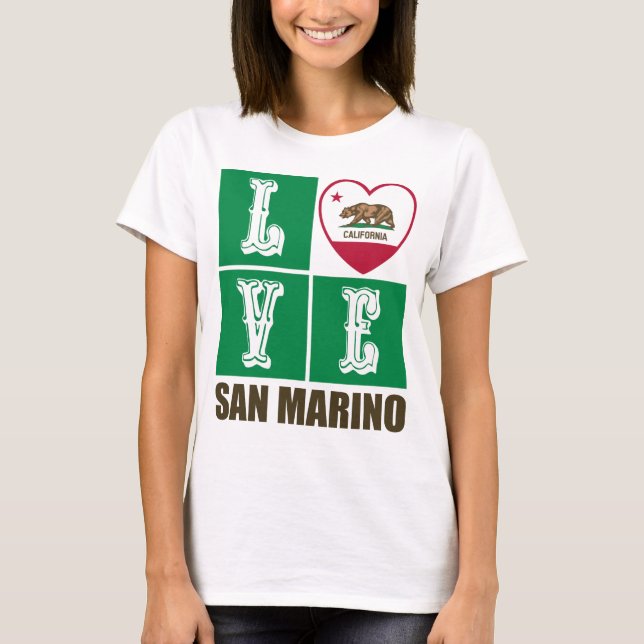Kalifornien Statlig flagga Heart San Marino T Shirt (Framsida)