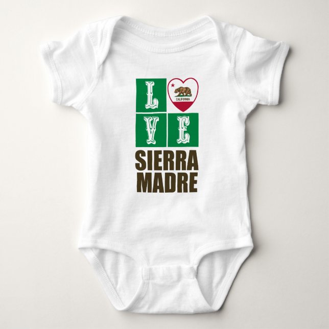 Kalifornien Statlig flagga Heart Sierra Madre T Shirt (Framsida)