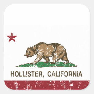 Kalifornien statlig flagga Hollister Fyrkantigt Klistermärke