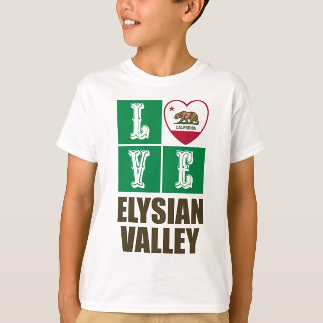 Kalifornien Statlig flagga Kärlek Elysian Valley T Shirt (Framsida)