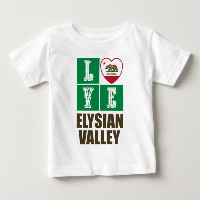 Kalifornien Statlig flagga Kärlek Elysian Valley T Shirt (Framsida)