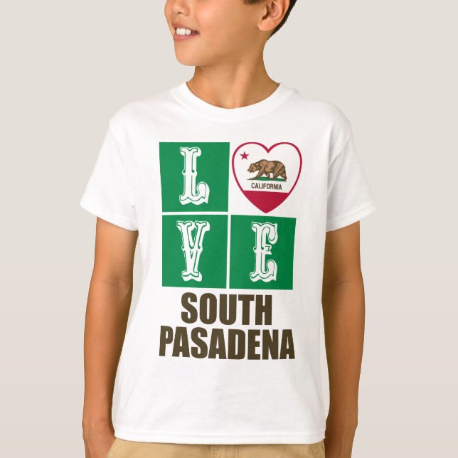 Kalifornien Statlig flagga Kärlek South Pasadena T Shirt (Framsida)