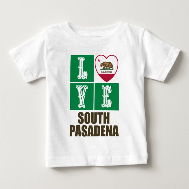 Kalifornien Statlig flagga Kärlek South Pasadena T Shirt (Framsida)