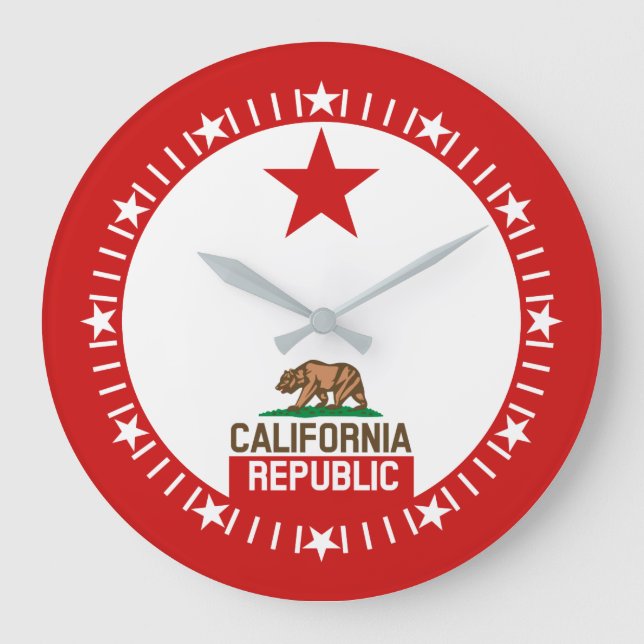 Kalifornien Statlig flagga Large Star Dial Stor Klocka (Framsida)