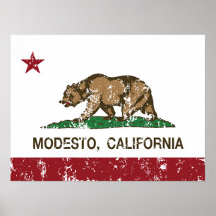 Kalifornien Statlig flagga Modesto Poster