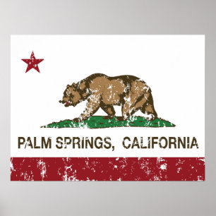 Kalifornien statlig flagga Palm Spring Poster