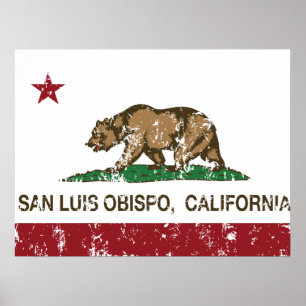 Kalifornien statlig flagga San Luis Obispo Poster