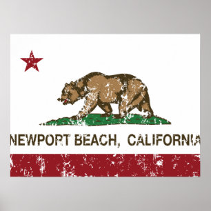 Kalifornien statlig flaggaNewport strand Poster