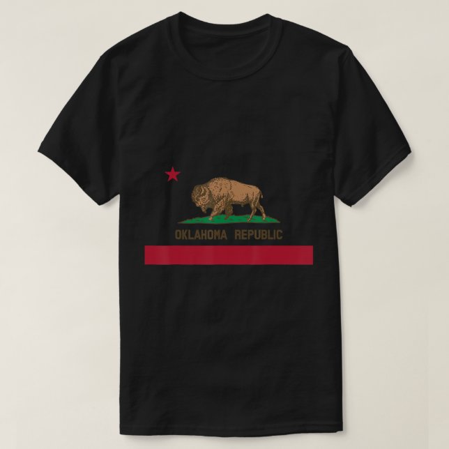 Kalifornien Stil Oklahoma Statlig flagga T-shirt (Design framsida)