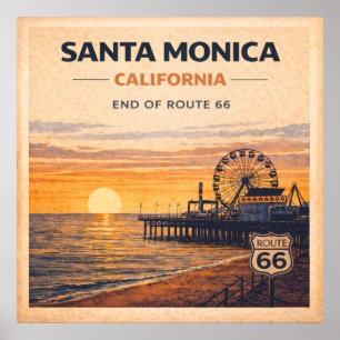Kalifornien Stillahavskusten Slut Route 66 Poster