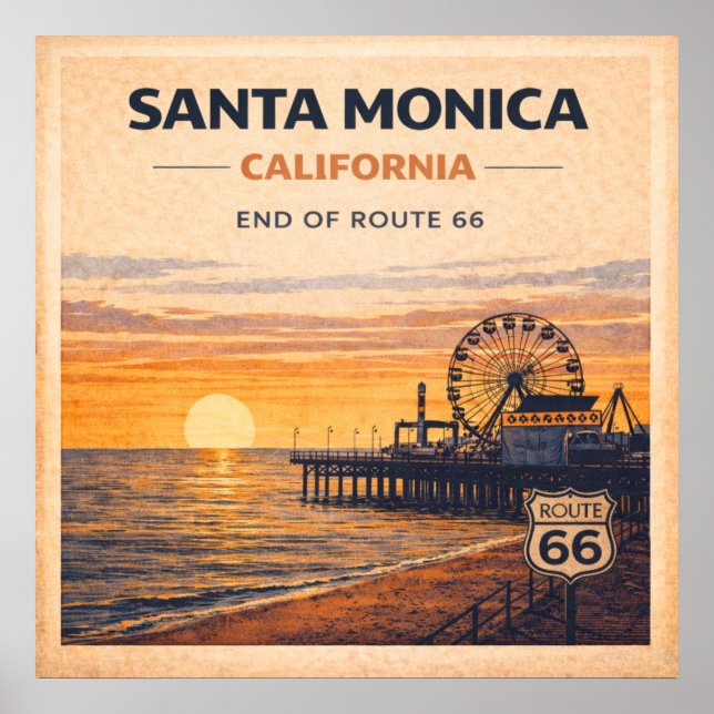 Kalifornien Stillahavskusten Slut Route 66 Poster (Framsidan)