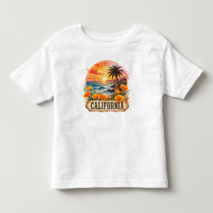 Kalifornien Strand Blomma Tropisk Akvarell Design T Shirt