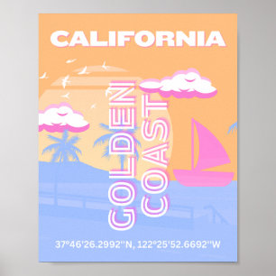 Kalifornien, Strand, Resekonst Poster