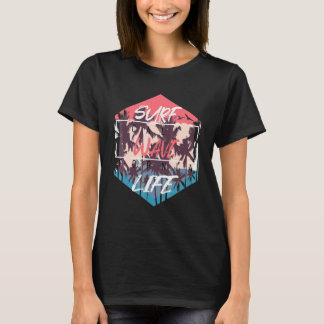 Kalifornien Strand Surf Våg Liv Sommar Familj Palm T Shirt