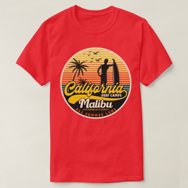 Kalifornien Surfa Camp Malibu T Shirt (Design framsida)