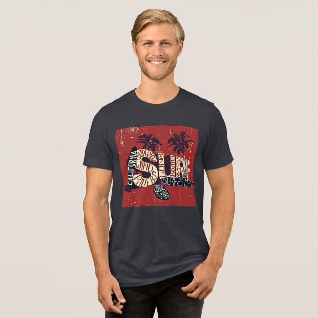Kalifornien Surfa - Retro Tri-Blend Tee (Framsida Full)
