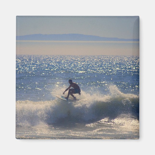 Kalifornien Surfer Rides Vinkara Magnet (Framsidan)