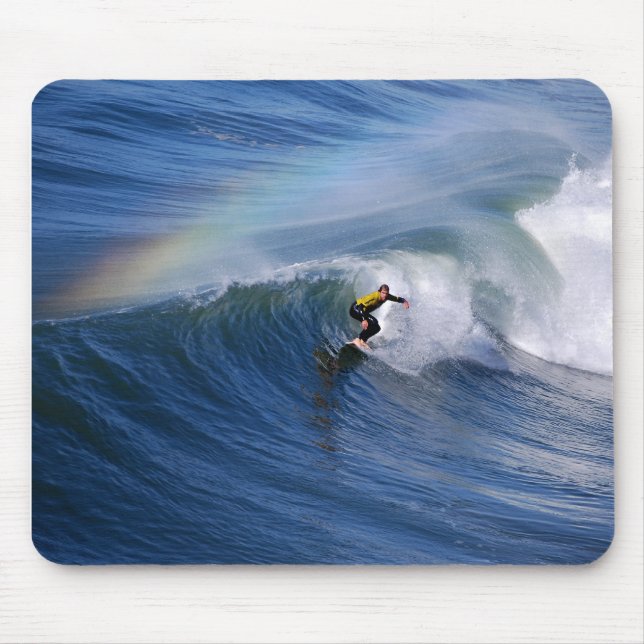 Kalifornien Surfer under en regnbåge Mousepad Musmatta (Framsidan)
