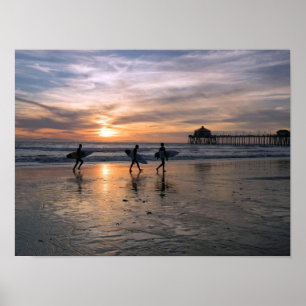 Kalifornien Surfers i Sunset Poster