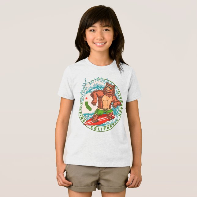 Kalifornien Surfing Bear Republic T Shirt (Framsida Full)