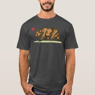 Kalifornien Surfing Bear Surfboard Statlig flagga T Shirt