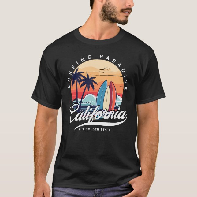 Kalifornien Surfing Paradise Manar T Shirt (Framsida)